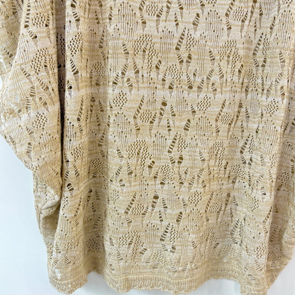 Marisa Christina Open Knit Lace Sheer Beige Metallic Dolman Sweater Top 3x Boho - Picture 4 of 7